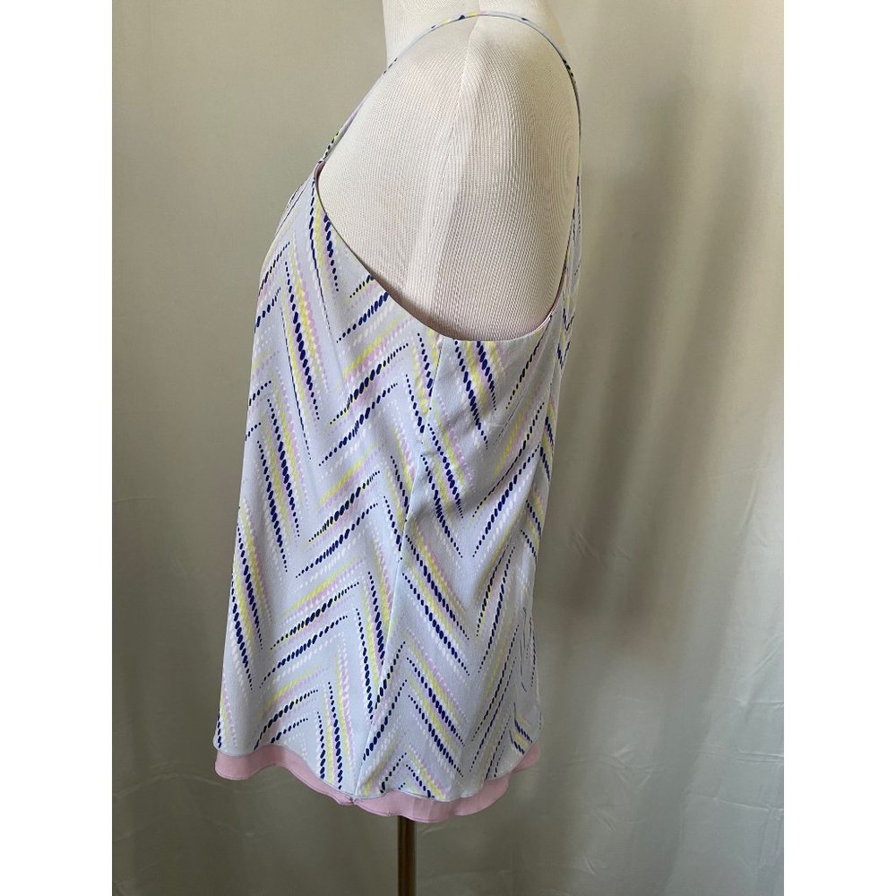 Candies Light Blue Chevron Print Spaghetti Strap V-Neck Tank Top - Picture 11 of 12